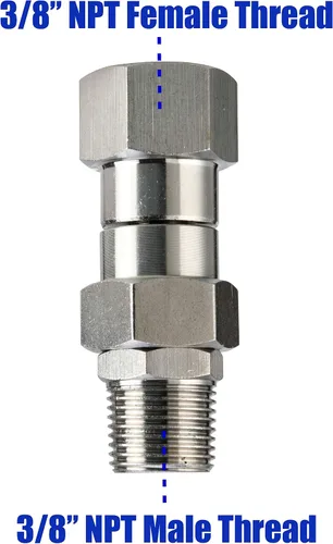 Miniatura 3 de M MINGLE Conector giratorio para lavadora a presión, rosca macho NPT de 3/8 pulgadas, acero inoxidable, 4500 PSI
