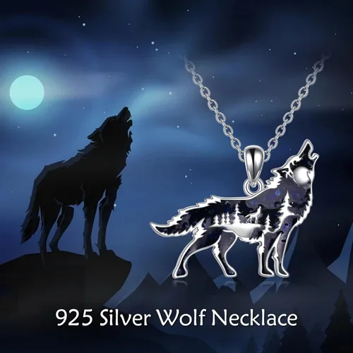 Miniatura 6 de YFN Collar de lobodragón de plata de ley con colgante de lobo para mujeres y hombres
