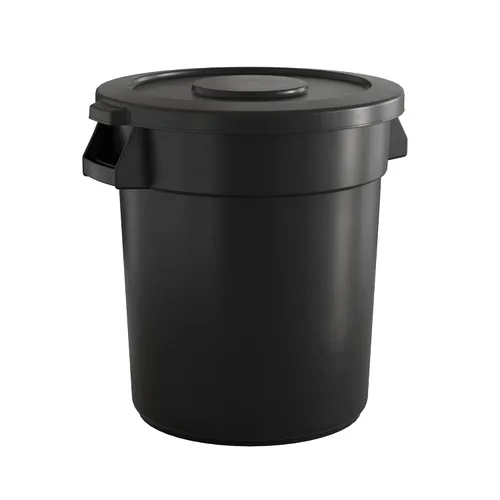 Miniatura 69 de Bote de basura comercial redondo gris de 32 galones con tapa y carrito
