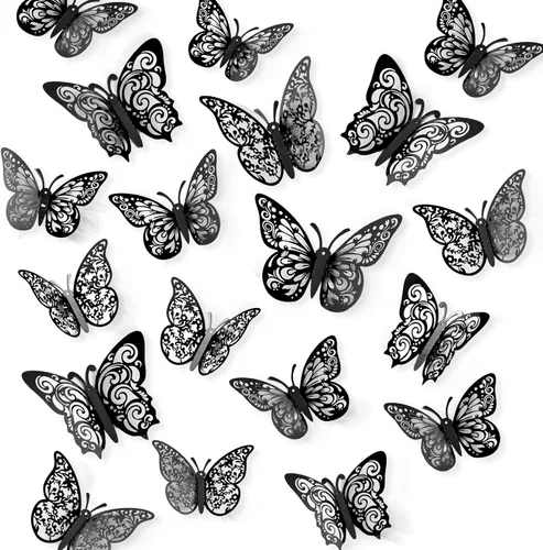 Miniatura 18 de 60 piezas de mariposas 3D para pastel y decoración de pared - 5 estilos, 3 tamaños, púrpura láser