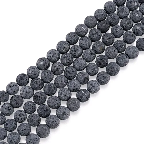 Miniatura 19 de Craftdady 360 cuentas de lava natural de 0.315 pulgadas (0.315 in), cuentas redondas de piedra blanca y negra, cuentas espaciadoras sueltas