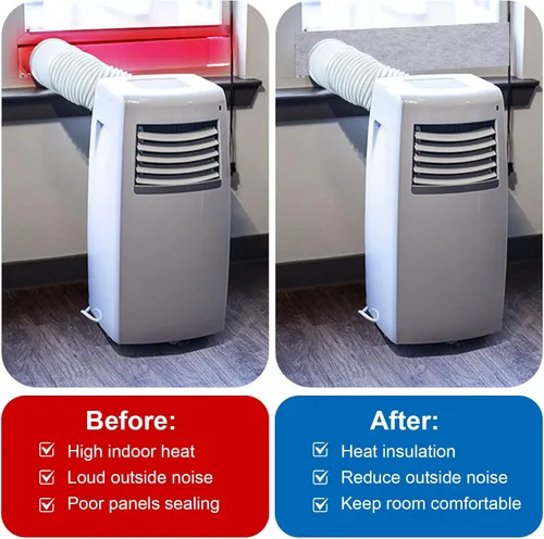Miniatura 5 de Paquete de 3 paneles de espuma aislados para ventilación de ventana de aire acondicionado portátil, paneles de sellado de aislamiento de doble capa