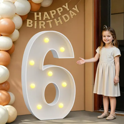 Miniatura 75 de IMPRSV Letras de mosaico iluminadas de marquesina, 4 pies para globos y fiestas, decoración de kit de arco