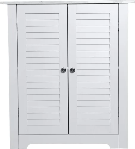 Miniatura 2 de Kings Brand Furniture - Armario de almacenamiento de piso de esquina para baño Decatur, color blanco