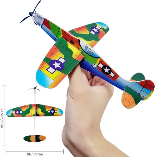 Miniatura 2 de Juguete de avión de 8 pulgadas, 12 diseños diferentes, juguetes de aviones planeadores de espuma, regalos de cumpleaños, aviones de papel ligero