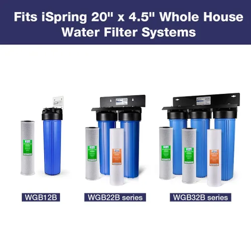 Miniatura 3 de iSpring FC25B Filtro de agua para toda la casa, bloque de carbono CTO, 20” x 4.5” para la eliminación de sedimentos y cloro