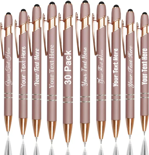 Miniatura 32 de Hasta 300 bolígrafos personalizados a granel con nombre personalizado con grabado gratis, puntas de lápiz capacitivo grabado, bolígrafo