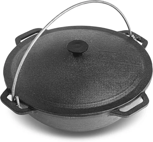 Miniatura 8 de Olla de horno holandés con tapa, caldero asiático de hierro fundido (Kazán) con tapa de hierro fundido para camping, wok kazan, olla de cocina