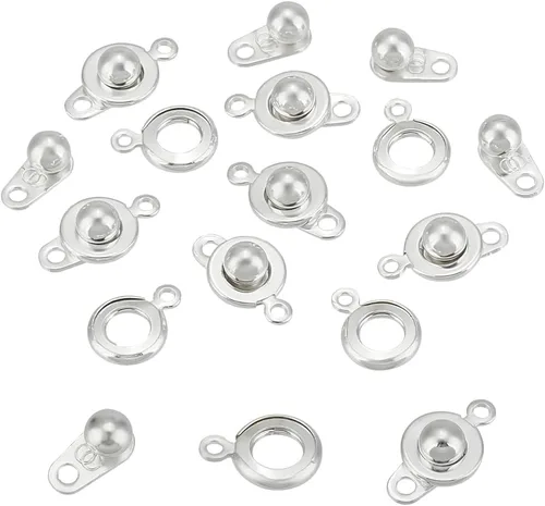 Miniatura 8 de UNICRAFTALE Juego de 15 cierres de presión de acero inoxidable Gunmetal Snap Button Press Stud Cap Socket Conector de joyería para pulsera Gris