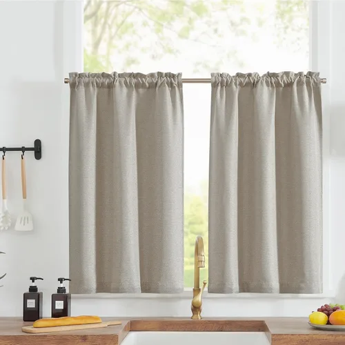 Miniatura 14 de Jinchan - Cortinas opacas del 95% para cocina estilo boho, cortinas de 24 pulgadas para cafetería, cortinas pequeñas estilo bohemio para dormitorio