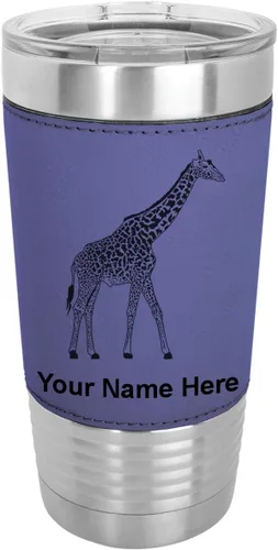 Miniatura 19 de LaserGram Vaso aislado al vacío de 20 onzas, jirafa, grabado personalizado incluido (piel sintética, estilo béisbol)