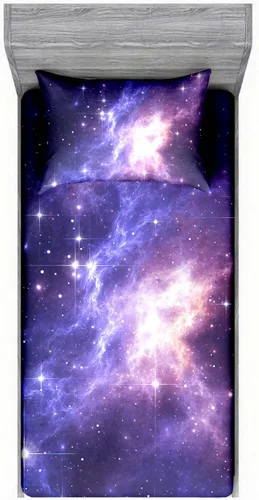 Miniatura 11 de Juego de sábanas bajeras de galaxia para niñas y niños, 2 piezas, 1 sábana de bolsillo profundo con 1 funda de almohada de microfibra sin arrugas