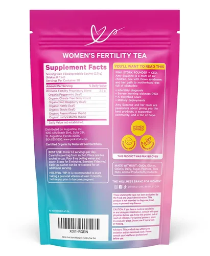 Miniatura 9 de Pink Stork - Té de fertilidad para la concepción y el equilibrio hormonal con menta orgánica, Vitex y hoja de frambuesa roja, sin cafeína, menta