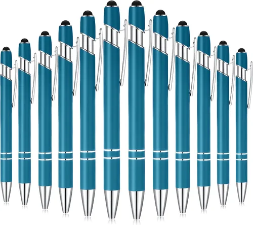 Miniatura 13 de Tenare 12 piezas 2 en 1 bolígrafo de metal con punta de lápiz capacitivo, bolígrafo de 1,0 mm de tinta negra para pantallas táctiles (color surtido)