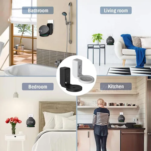 Miniatura 6 de BEWZI - Soporte de pared para Amazon Echo Dot 5ª generación (versión 2022) con almacenamiento de cables, fácil de instalar y ahorra espacio