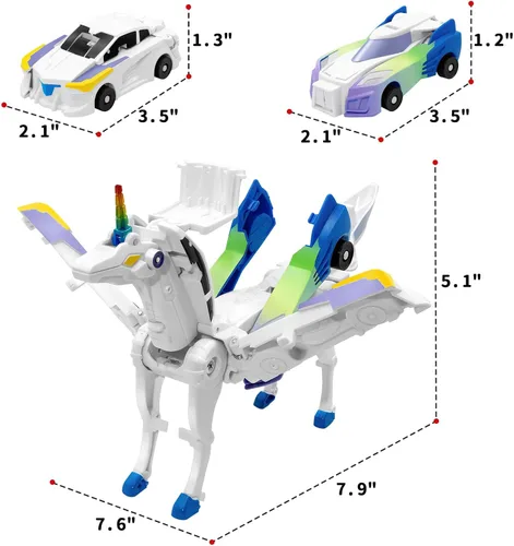 Miniatura 2 de Intoypad Coches transformadores de colisión de unicornio para niñas y niños, 2 autos magnéticos que se transforman en una colisión mágica de Azul