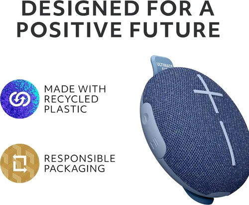 Miniatura 8 de Ultimate Ears MINIROLL Altavoz Bluetooth ultra portátil impermeable, graves grandes, IP67 a prueba de polvo, rango de 131 pies, azul suave