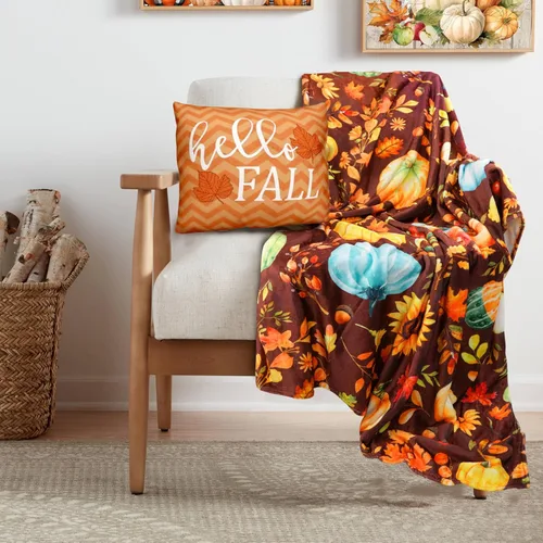 Miniatura 5 de Manta súper suave, acogedora y afelpada para sofá y silla, mantas de otoño y mantas de calabaza (50 x 60 pulgadas)