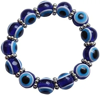 Miniatura 2 de Juego de 4 pulseras elásticas de cuentas de cristal turco contra el mal de ojo, amuleto de protección de hebras de cristal, amuleto de Fatima Hamsa