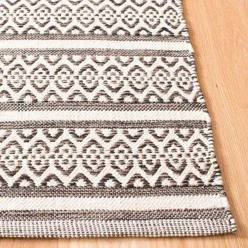 Miniatura 5 de SAFAVIEH Colección Montauk - Alfombra decorativa de 3 x 5 pies, color marfil y negro, hecha a mano de algodón estilo bohemio rural, ideal para zonas