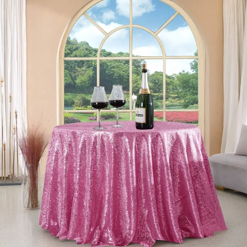 Miniatura 48 de Manteles redondos de lentejuelas negros para fiestas, de 121,9 cm, mantel redondo de purpurina ajustado, pequeño, lindo y dulce, para boda