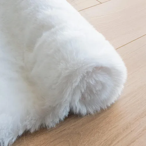 Miniatura 7 de ORINOVA - Alfombra de piel sintética blanca de 5 x 7 pies, alfombra de área lavable tipo shag para sala de estar, alfombras esponjosas para Blanco