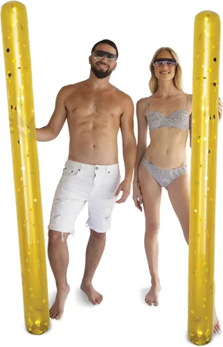 Miniatura 11 de POZA - Paquete de 2 flotadores inflables gigantes para piscina, lujosos fideos flotantes de agua gigantes de 74 pulgadas llenos de confeti Oro Rosa