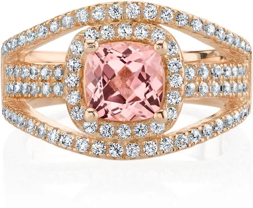 Miniatura 2 de Anillo de plata de ley de morganita simulada en tono rosa