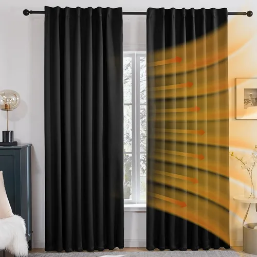 Miniatura 8 de Deconovo Cortinas 100% opacas para dormitorio, cortina con aislamiento térmico, panel de sala de estar insonorizado, certificado Oeko-TEX, cortinas