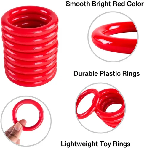 Miniatura 6 de Super Z Outlet Anillos de carnaval de plástico rojo de 2.5 pulgadas para juegos de lanzamiento de anillos, juguetes de recuerdo de fiesta