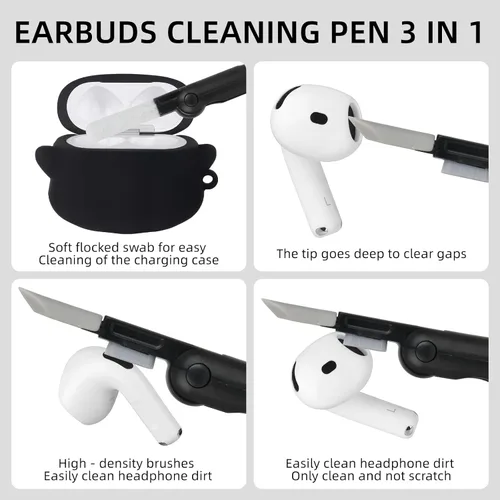 Miniatura 5 de Funda para AirPods 4 2024 con kit de limpieza, [Eye can Glow in the Dark], fundas lindas de fantasma de anime para AirPods serie de 4ª