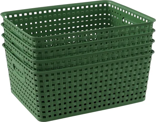 Miniatura 7 de Taysisiter - Cesta de almacenamiento de plástico, 4 paquetes
