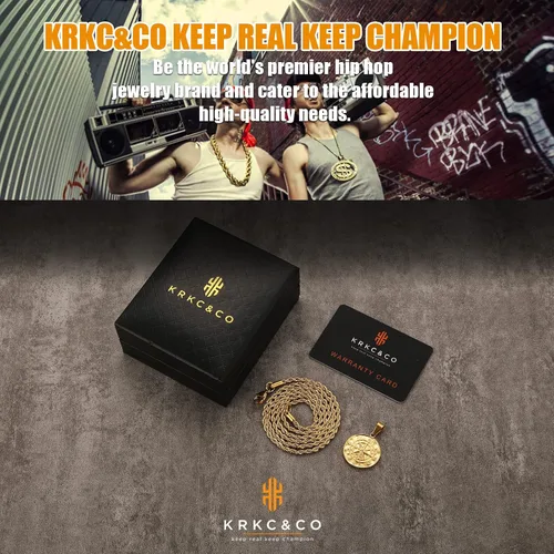 Miniatura 6 de KRKC & CO - Collar de moneda, cadena de collar de medallón de oro, brújula, San Cristóbal León Medusa Ángel círculo vintage collar de moneda