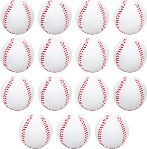 Miniatura 10 de Pelotas de béisbol de espuma, 9 pulgadas de pelotas de béisbol suaves de entrenamiento pelota de estrés con bolsa de cordón Amarillo