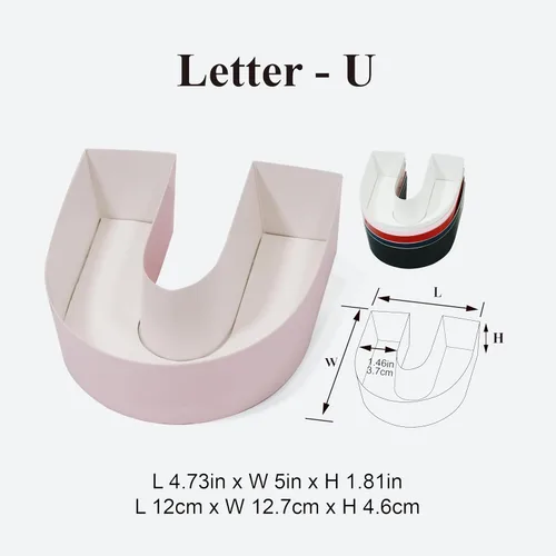 Miniatura 9 de Geoto Paquete de 6 cajas de regalo rellenables en forma de letra de 17.3 x 6 x 2 pulgadas, color rosa/rojo/blanco, caja de regalo con texto en Rosa