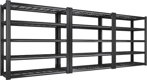 Miniatura 12 de REIBII 3010LBS Estantes de Almacenamiento 72" H Estantería de Garaje Estantes de Metal Resistente Estantes Metálicos Ajustables de 5 Niveles
