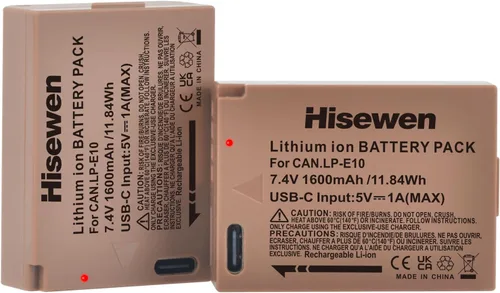 Miniatura 9 de LP-E10 Battery 2-Pack 1600mAh with USB-C Charging Port for Canon EOS Rebel T3, T5, T6, T7, T100, Kiss X50, Kiss X70, T100, EOS 1100D, 1200D, 1300D