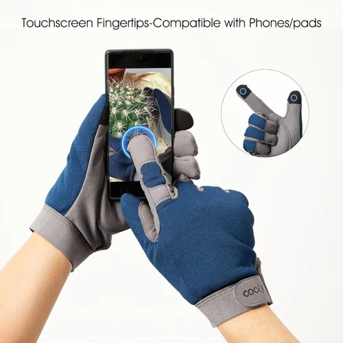 Miniatura 4 de Guantes de jardín COOLJOB a prueba de espinas con dedos táctiles para hombres, guantes de trabajo de poda de rosas con acolchado en la palma
