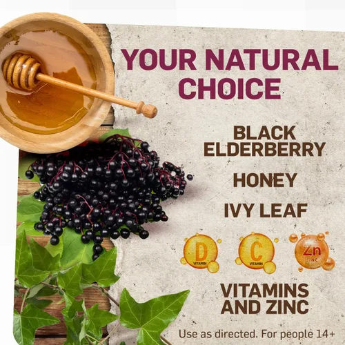 Miniatura 4 de TUKOL Naturals Jarabe de saúco con vitamina C, D y zinc, suplemento de apoyo inmunológico con miel natural para adultos y adolescentes, refuerzo