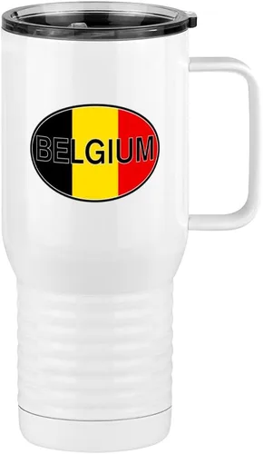 Miniatura 18 de Just So Posh Vaso de bandera de país, diferentes banderas ovaladas europeas en cada lado, taza de café de viaje con asa y tapa deslizante