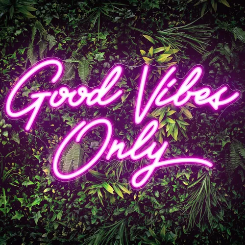 Kavaas Letreros de neón Good Vibes Only para decoración de pared de 17.7" x 9.9" | Letrero LED rosa Good Vibes Only para dormitorio, fiesta, bar,