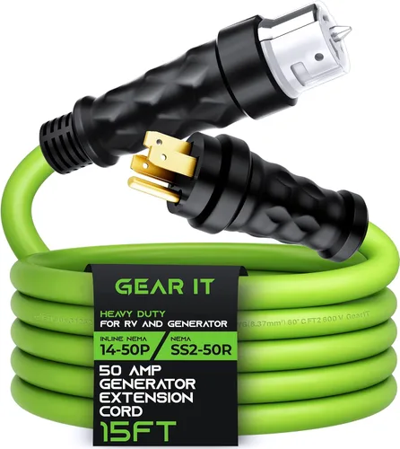 Miniatura 10 de GEARit Cable de extensión para generador de 50 amperios, 125/250 V para caja de entrada de alimentación de 50 A, NEMA 14-50P a SS2-50R, conector