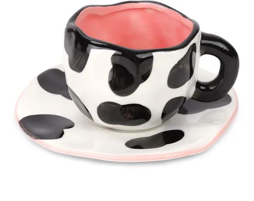 Miniatura 12 de Taza de cerámica Noviko Cloud con platillo, taza de té en forma de nube para niñas y mamá, 11 oz Cielo azul y nubes blancas