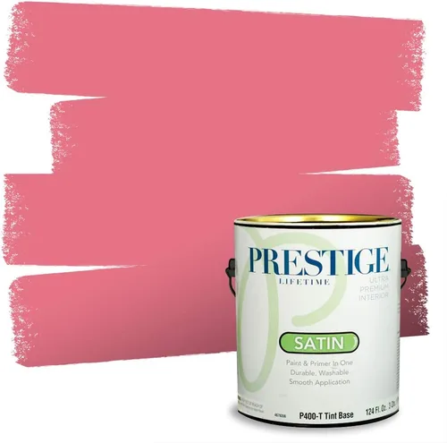 Miniatura 189 de Prestige Paints E100-T-SW6591 Pintura exterior e imprimación en uno, 1 galón, plano, combinación comparable de Sherwin Williams Amaryllis, 1 galón
