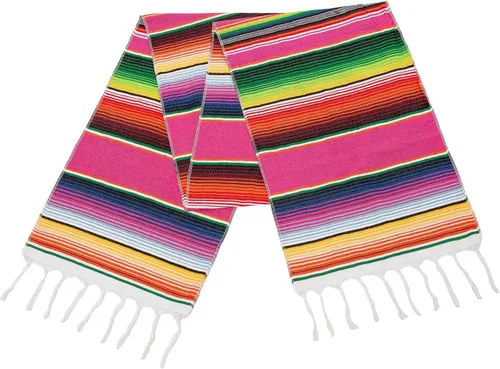 Miniatura 5 de Camino de mesa mexicano de 14 x 108 pulgadas, diseño de rayas de arcoíris, decoración temática de fiesta mexicana grande para fiesta del Cinco
