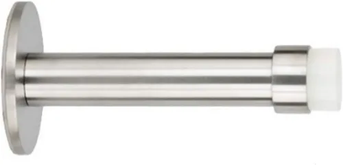 Tope de puerta adhesivo para montaje en pared | Longitud: 3,5 pulgadas | Acero inoxidable | Caucho blanco | Amortiguador | 040128ADAM | EVI Hardware