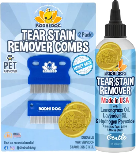 Bodhi Dog Peines quitamanchas y quitamanchas de lágrimas – Elimina suavemente las manchas y la suciedad de los ojos de las mascotas – Seguro y suave