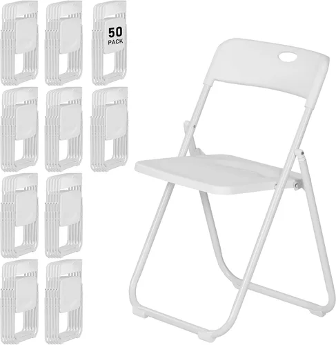 Miniatura 17 de Sillas plegables de plástico negro, paquete de 6, silla plegable ligera con capacidad de 350 libras, marco de metal fácil de plegar y almacenar