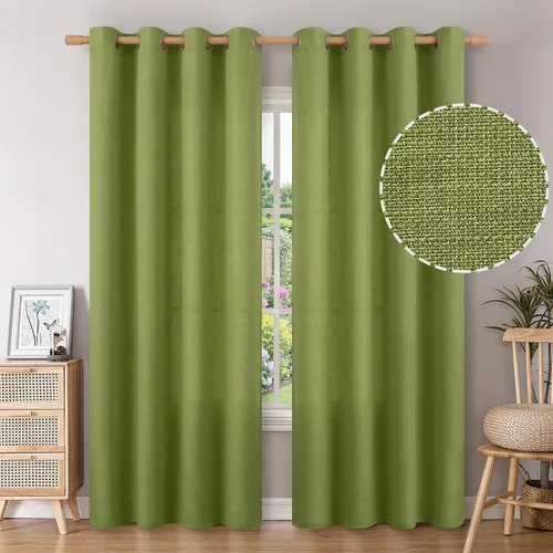 Miniatura 54 de BGment Cortinas de Lino Beige de 63 Pulgadas de Largo 2 Paneles - Tratamientos para Ventanas con Textura de Arpillera Filtrantes de Luz Cortinas