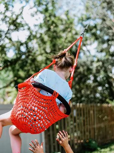 Miniatura 8 de Asiento de columpio para niños de servicio pesado, cuerda de juego, juego de columpio seguro para niños, perfecto para interiores, exteriores, Rojo